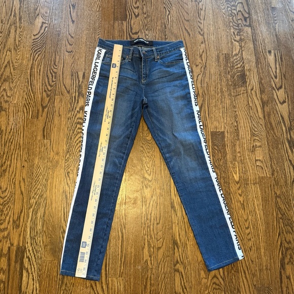 Karl Lagerfeld Blue Jeans with Logo Side Stripe - Picture 3 of 6
